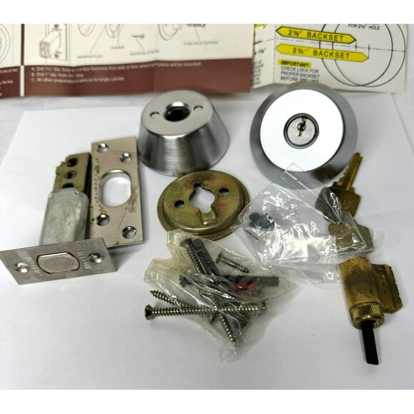 Arrow Heavy-Duty Security Deadlock 961M  Satin Chrome 2-3/4" B NIB - Picture 5 of 6
